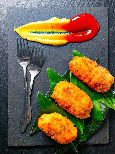 Fotografía gastronómica de croquetas Mister Crispy Kayser servidas como aperitivo