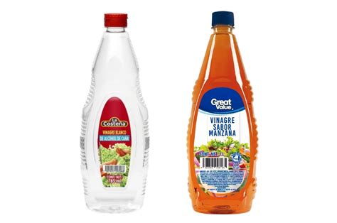 Variedad de botellas de vinagre de manzana, incluyendo la marca Lider
