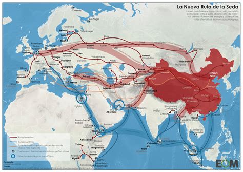 Mapa de la Ruta de la Seda destacando China y Europa