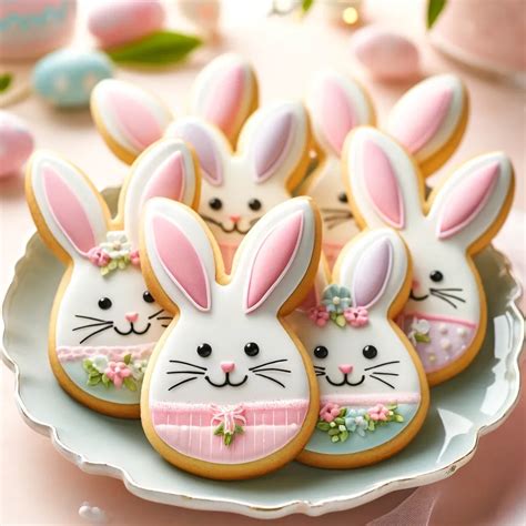 Galletas de conejito con delineado de glaseado real