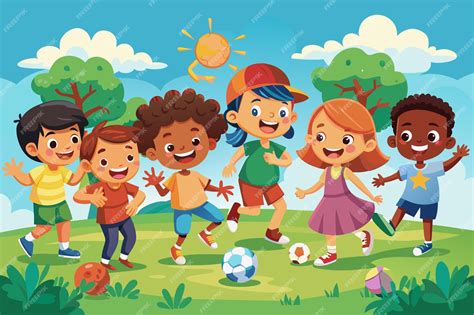 Ilustración de niños jugando juntos, fomentando la unión y la cooperación