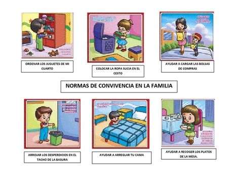 Ilustración de una familia practicando normas de convivencia positivas en el hogar