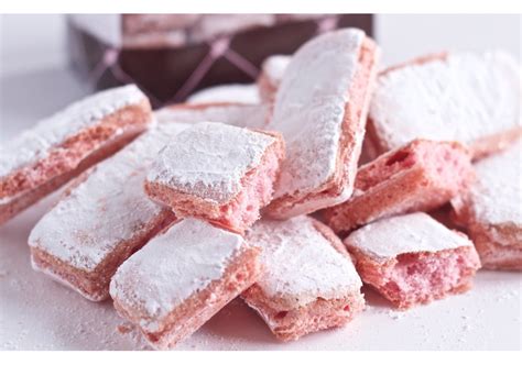 Primer plano de una Galleta Rosa de Reims, mostrando su textura y color característico