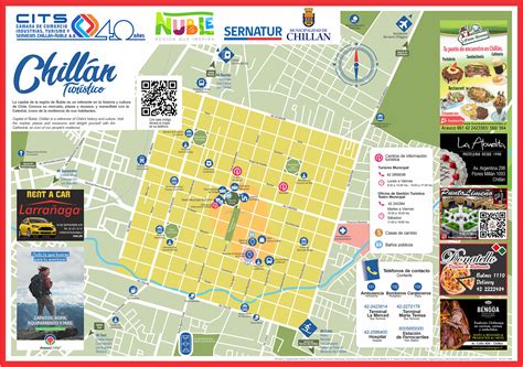 Infografía del mapa de la Plaza de Armas de Chillán con la distribución de stands y actividades durante la fiesta