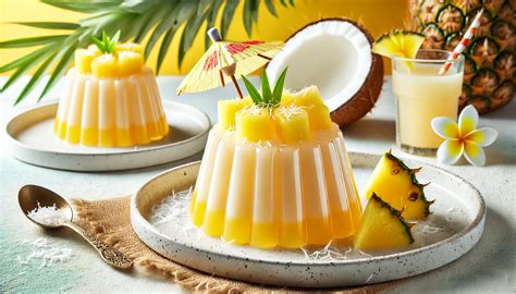 Ilustración de las capas de gelatina de piña y yogur.