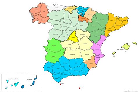 Mapa de España con la ubicación de las regiones más famosas por sus tipos de chorizo.