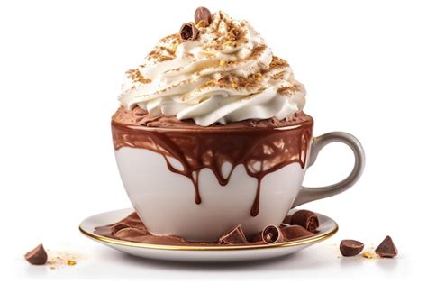 Taza de chocolate caliente con Nutella y crema batida