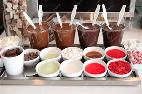 Variedad de toppings para chocolate caliente con Nutella