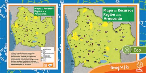 mapa de la Región de La Araucanía destacando zonas de producción agrícola