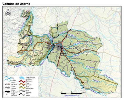 Mapa de Osorno con puntos de interés gastronómicos resaltados