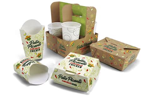 Variedad de cajas para alimentos: cupcakes, pizza, donas, papas fritas