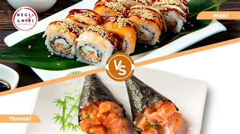 Infografía comparativa: Ilustración mostrando las diferencias visuales entre Nigiri, Maki, Uramaki y Temaki.