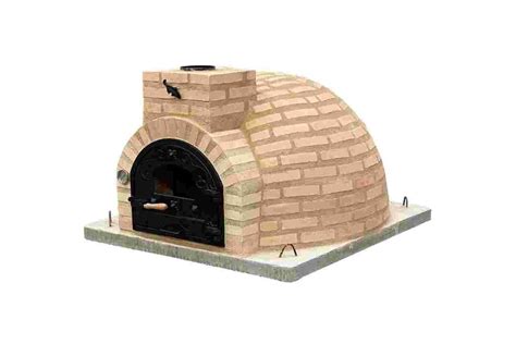 Esquema de las partes fundamentales de un horno de leña: base, aislante, suelo refractario y cúpula.