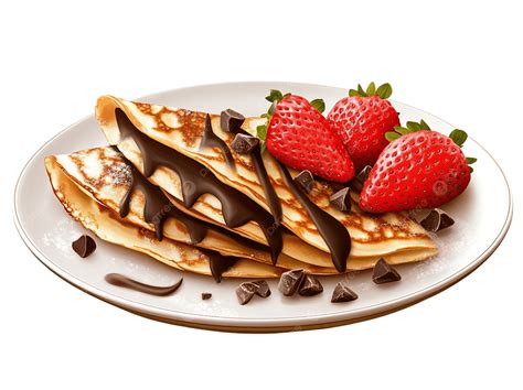 Ilustración de una torta alta y decorada con crepes, Nutella y fresas.