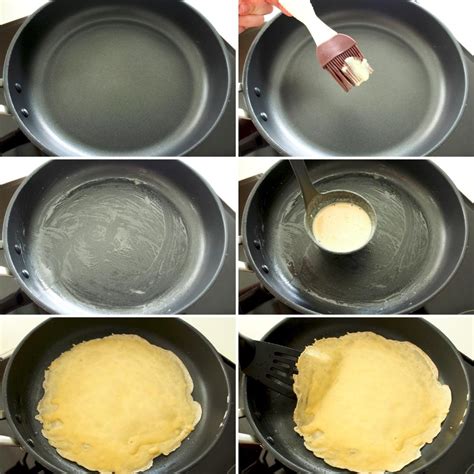 Proceso de cocción de los crepes en sartén, mostrando el dorado de los bordes.