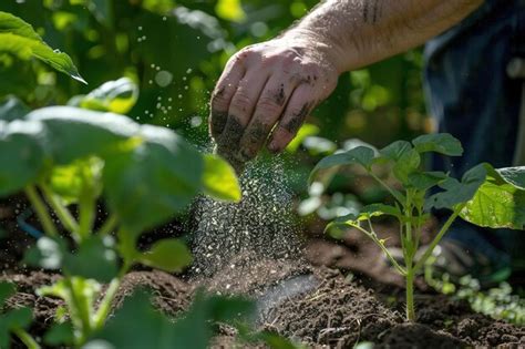Agricultor esparciendo harina de roca en un campo