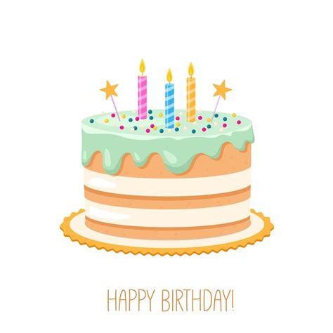 Ilustración histórica de un pastel de cumpleaños con velas
