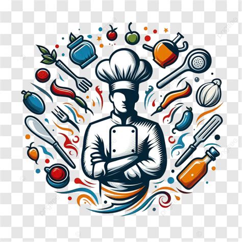 Ejemplo de un logo de cocinero con fondo de color y su correspondiente versión con fondo transparente en formato PNG.