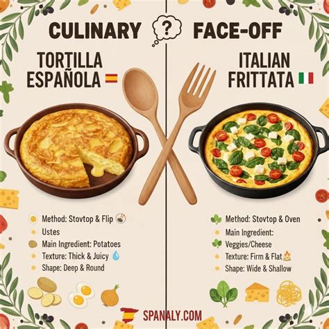 Infografía comparativa entre frittata y tortilla española