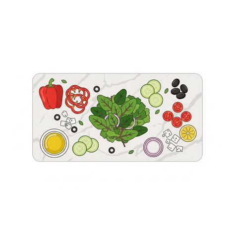 Ilustración de diversos ingredientes frescos para ensaladas.