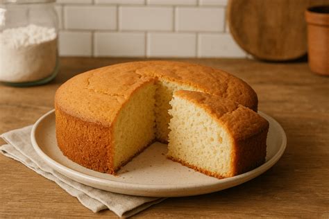 Imagen de un bizcocho esponjoso y tierno, listo para ser servido.