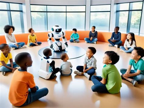 Equipo de profesionales educativos interactuando con niños en un aula