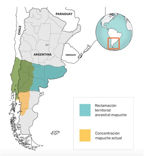 Mapa histórico de la región mapuche antes y después de la ocupación chilena