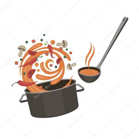 Proceso de cocción de la sopa en una cacerola