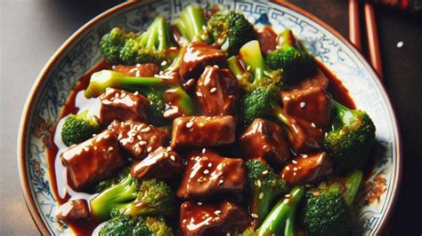 Mesa puesta con diferentes platos de comida china, incluyendo carne con brócoli