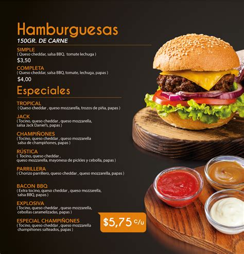 Un menú de restaurante mostrando una variedad de hamburguesas veggie y otros platos.