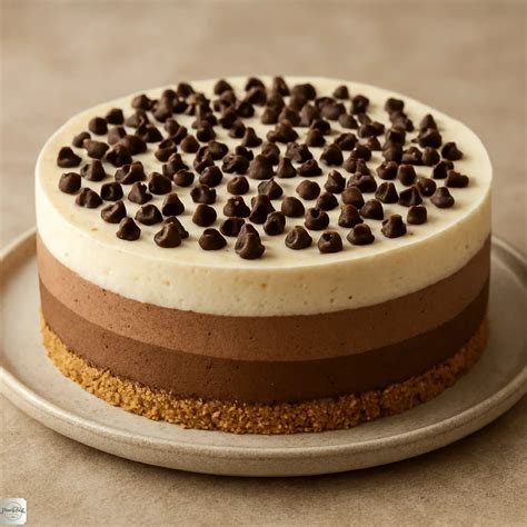 Tarta de tres chocolates con capas bien definidas y un corte perfecto