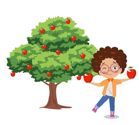 Ilustración de un niño y un árbol de manzanas en diferentes etapas de su vida, reflejando generosidad y el paso del tiempo.