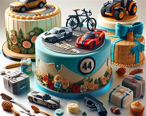 Collage de diseños de pasteles basados en superhéroes, unicornios y deportes
