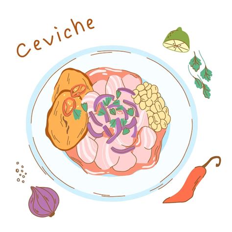 ilustración de un plato de ceviche iquiqueño