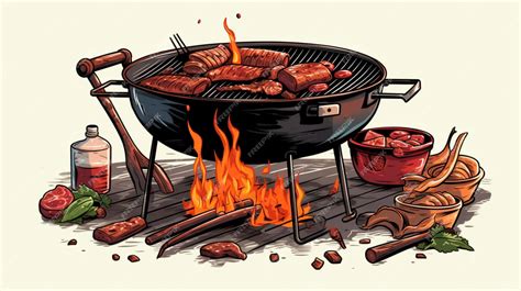Ilustración de vaqueros cocinando carne a la parrilla en un rancho, representando el origen de las fajitas