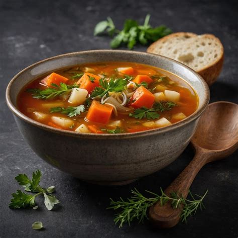 Tazón de sopa de verduras recién hecha