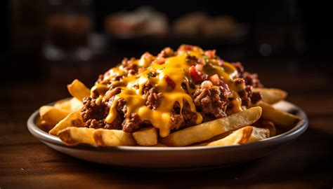 Plato de papas fritas con carne, queso fundido y toppings, al estilo loaded fries