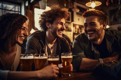 Temática foto de personas socializando con cervezas sin alcohol