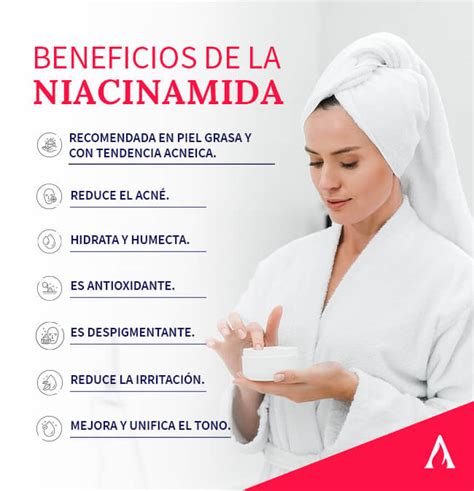 Infografía detallada con los beneficios de los ingredientes activos como la Niacinamida y la Centella Asiática en la estructura de la piel.