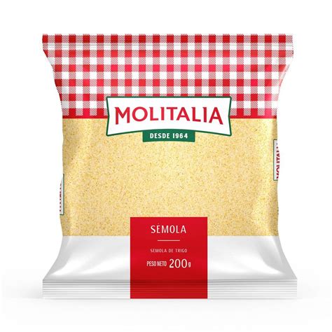 Foto comparativa de sémola seca en bolsa y postre de sémola en pote