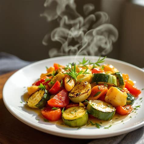 Verduras variadas asadas al horno con hierbas aromáticas