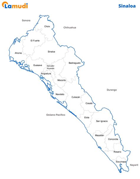 Mapa de la región de Sinaloa, México, destacando su gastronomía