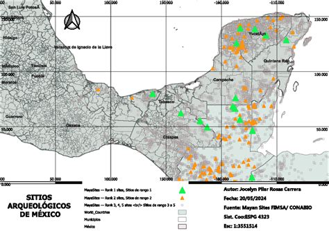 Mapa de sitios arqueológicos donde se encontraron restos de palomitas de maíz antiguas