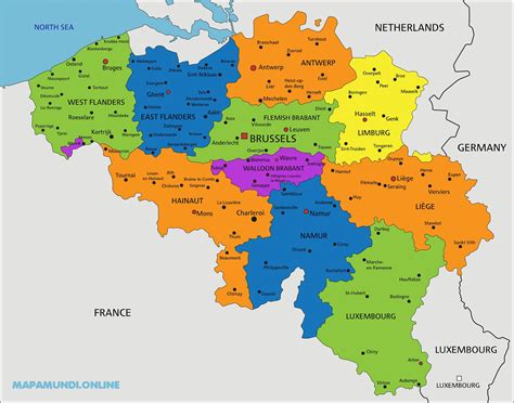 Mapa de Bélgica destacando regiones cerveceras