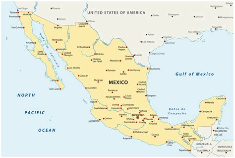 Mapa de México destacando ciudades clave en la industria del neopreno.