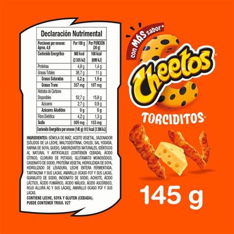Gráfico comparativo del contenido de sodio en Cheetos Torciditos frente a la recomendación diaria de la OMS.