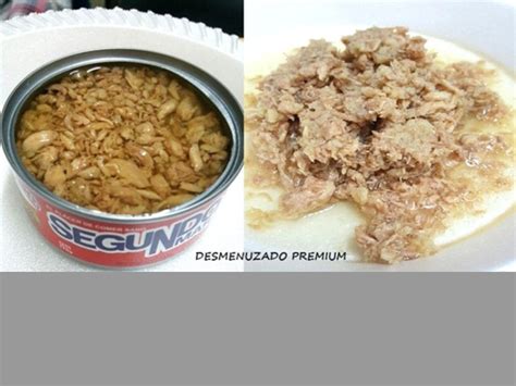 Lata de atún desmenuzado en agua abierta