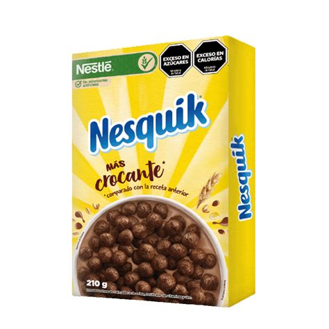Infografía nutricional básica del Cereal Nesquik Bolitas de Chocolate, destacando vitaminas y minerales.