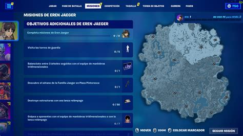 Infografía de un mapa de Fortnite con iconos de desafíos y recompensas