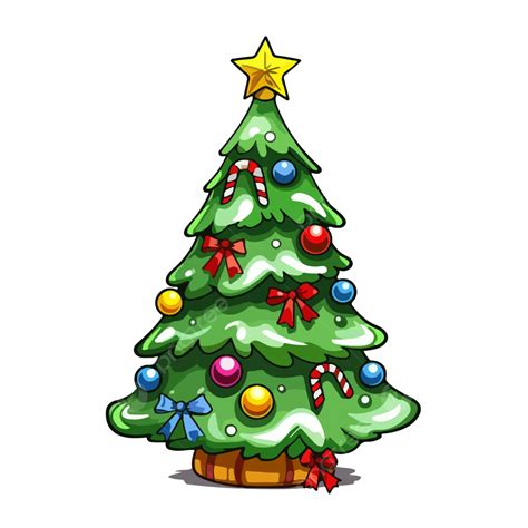 Ilustración de un pino adornado como árbol de Navidad